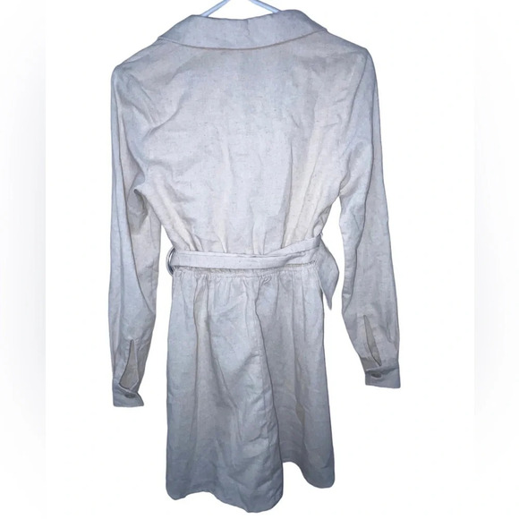 Princess Polly Turin Long Sleeve Belted Mini Dress Beige Size 2 Preppy Office - Picture 2 of 10